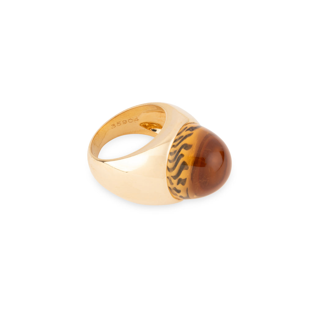 Bague Poiray avec citrine et nacre émaillée