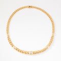 Collier or jaune maille gourmette intercalé de maillon en  diamant