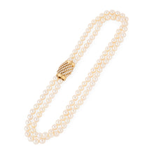 Charger l'image dans la galerie, Double collier en perles de culture Akoya orné d'un fermoir or et diamant
