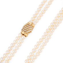 Charger l'image dans la galerie, Double collier en perles de culture Akoya orné d'un fermoir or et diamant
