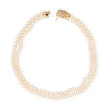 Charger l'image dans la galerie, Double collier en perles de culture Akoya orné d'un fermoir or et diamant

