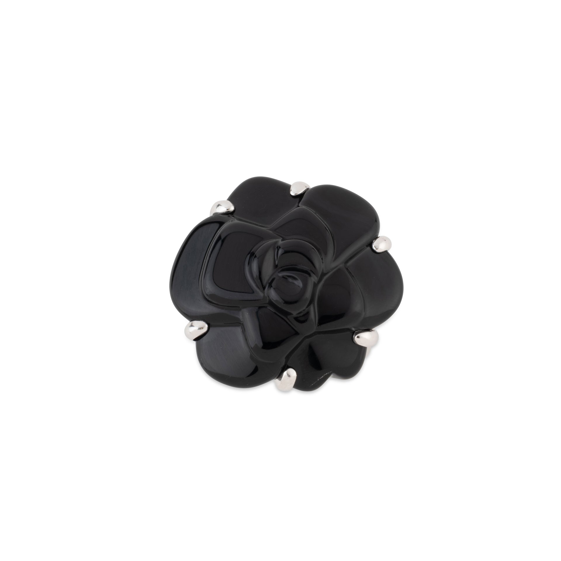 Bague Chanel or gris Camelia Onyx