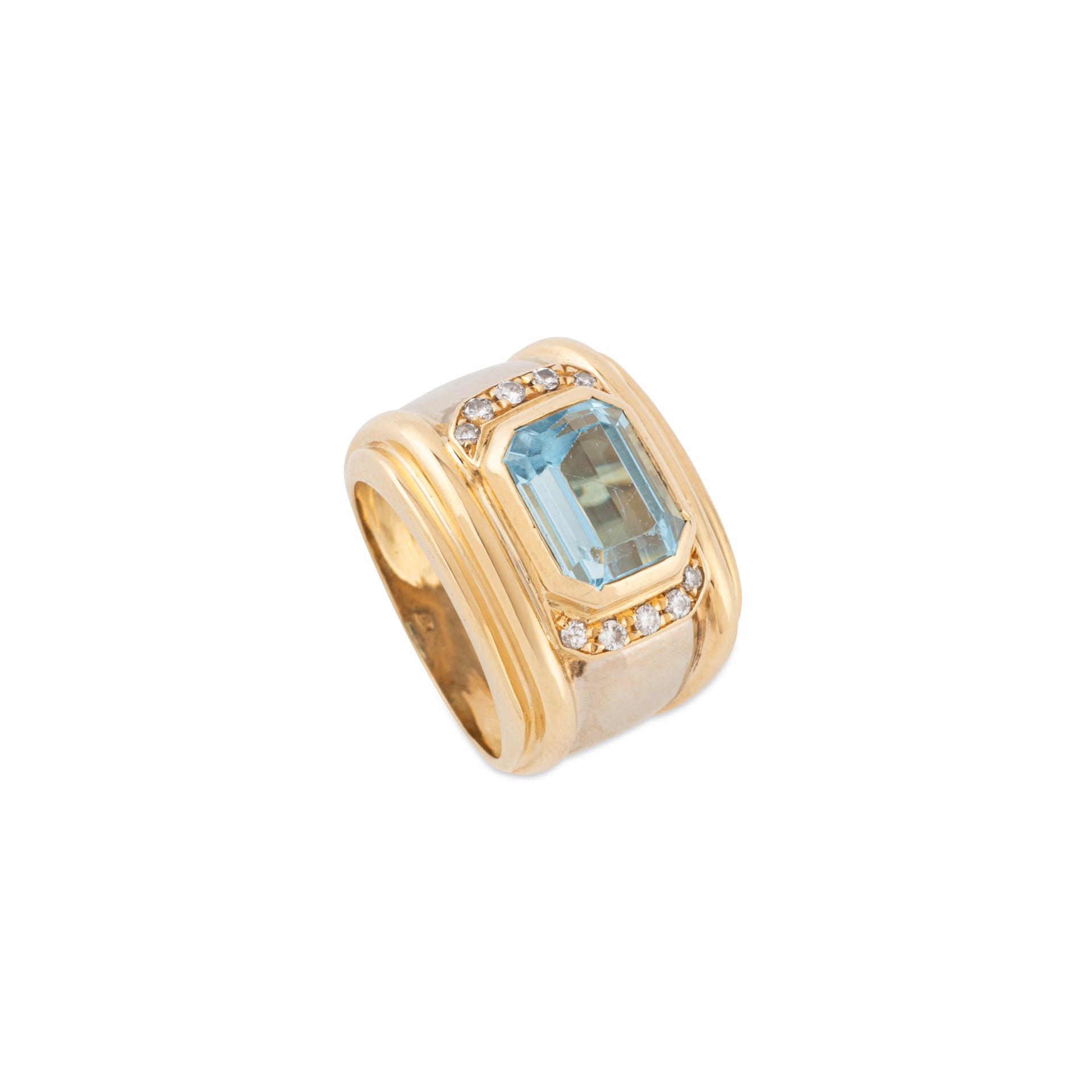 Bague Fred en or blanc et jaune, aigue-marine et diamants