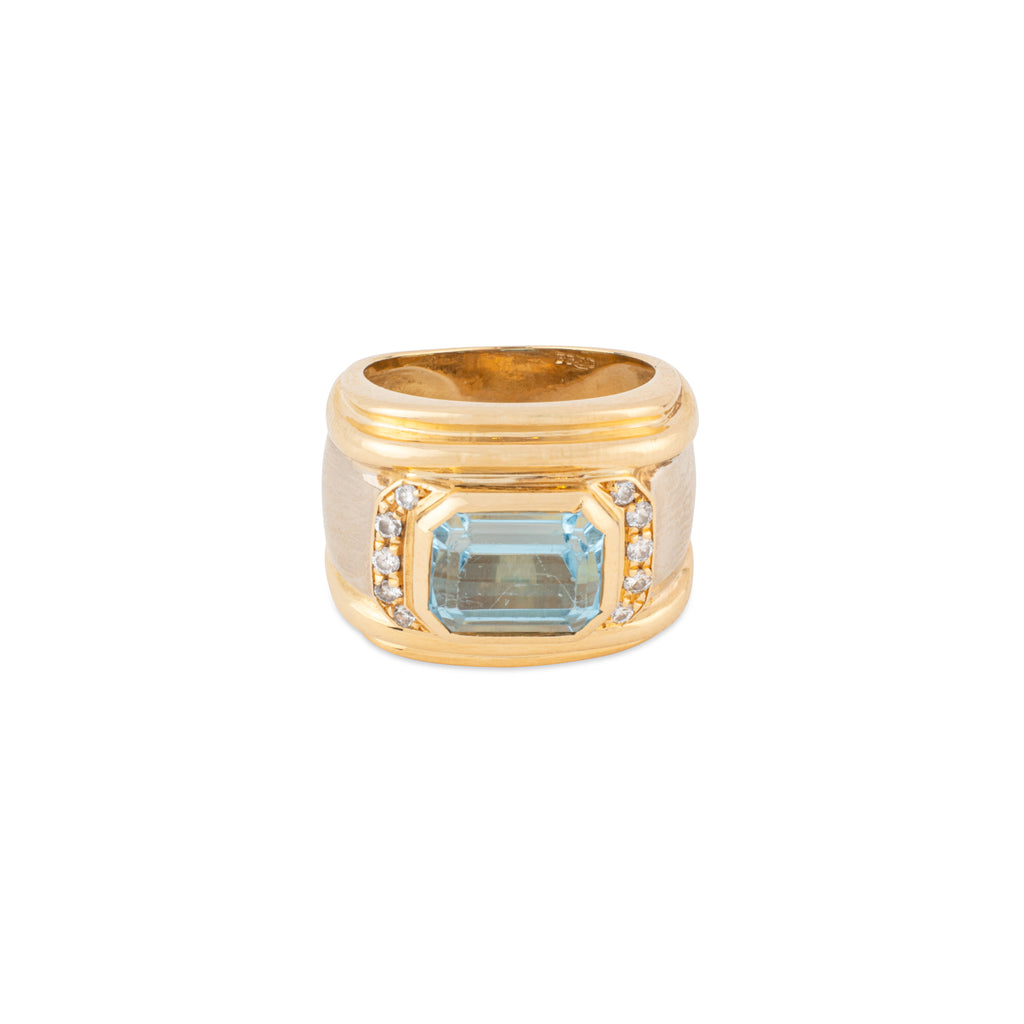 Bague Fred en or blanc et jaune, aigue-marine et diamants