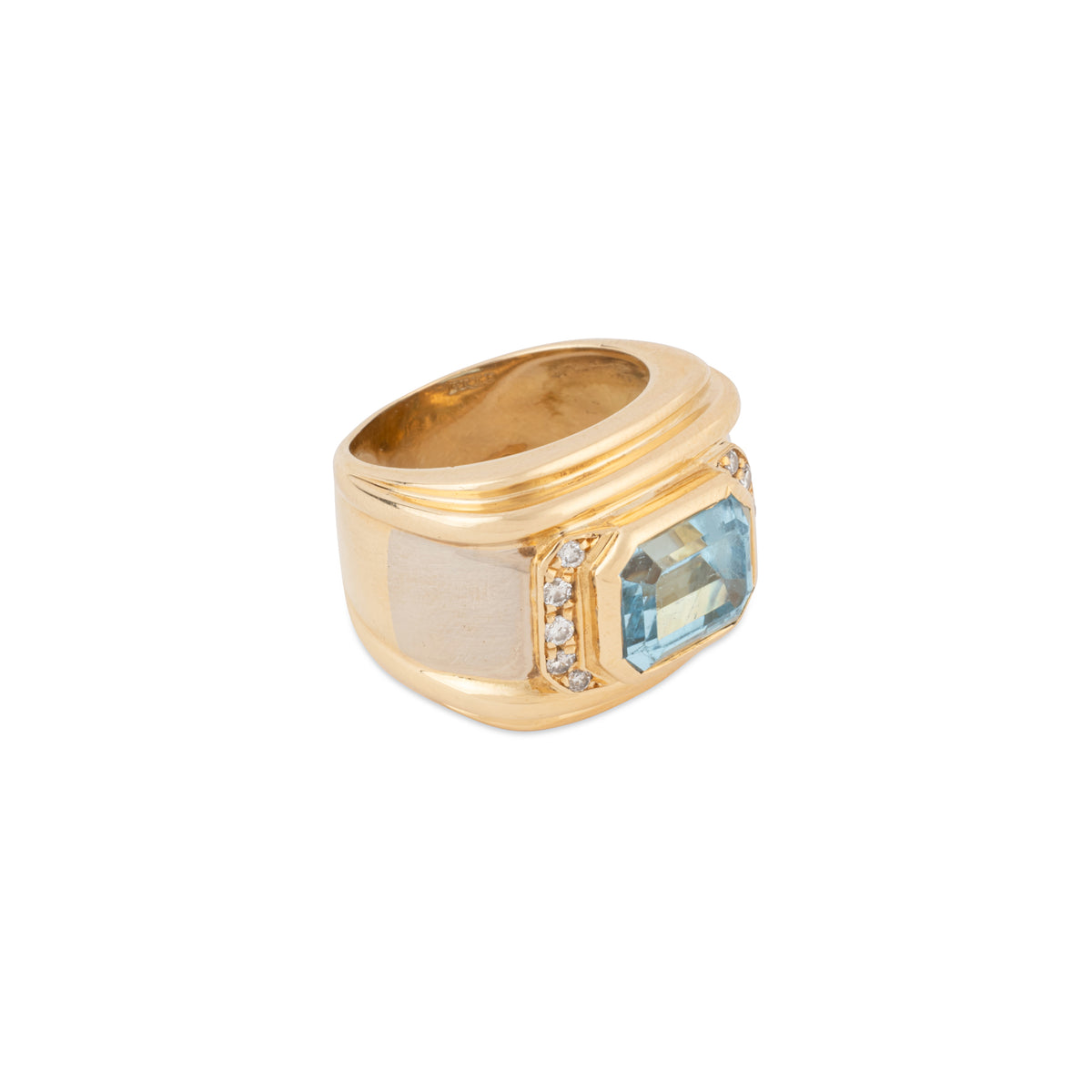 Bague Fred en or blanc et jaune, aigue-marine et diamants