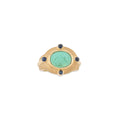Bague or jaune étrusque en pâte de verre gravée