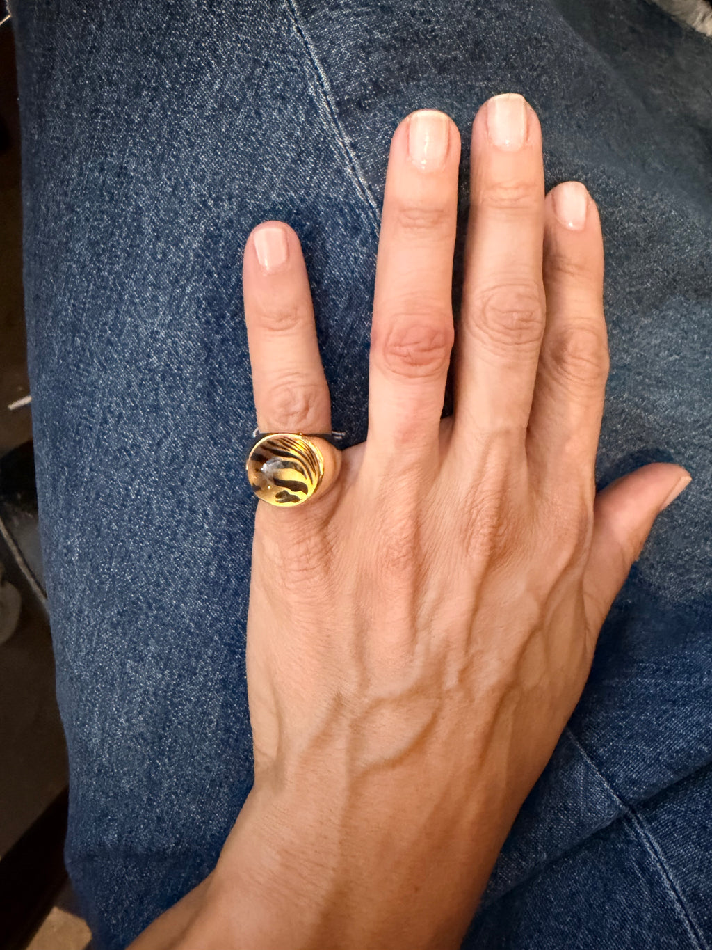 Bague Poiray avec citrine et nacre émaillée