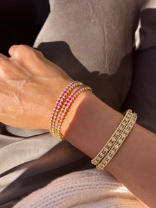 Bracelet or Rose  sertis de saphirs multicolores