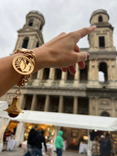 Charger l&#39;image dans la galerie, Bracelet or rose 18k,maillon gourmette orné de 4 breloques
