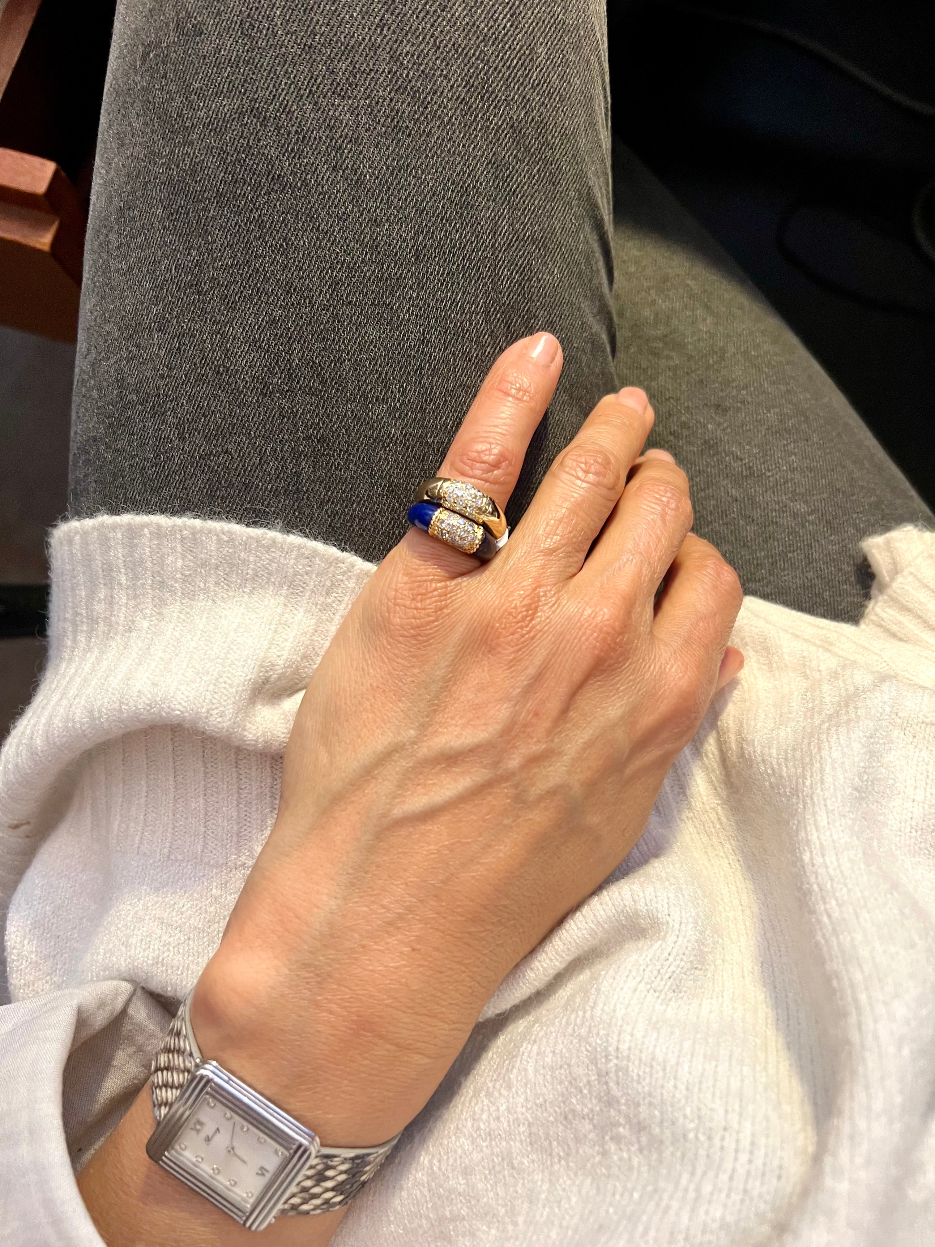 Bague Van Cleef & Arpels, collection Philippine en or jaune et lapis-lazuli et diamants