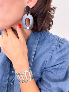 Boucles d'oreille en corne et Argent de la Maison  Hermès