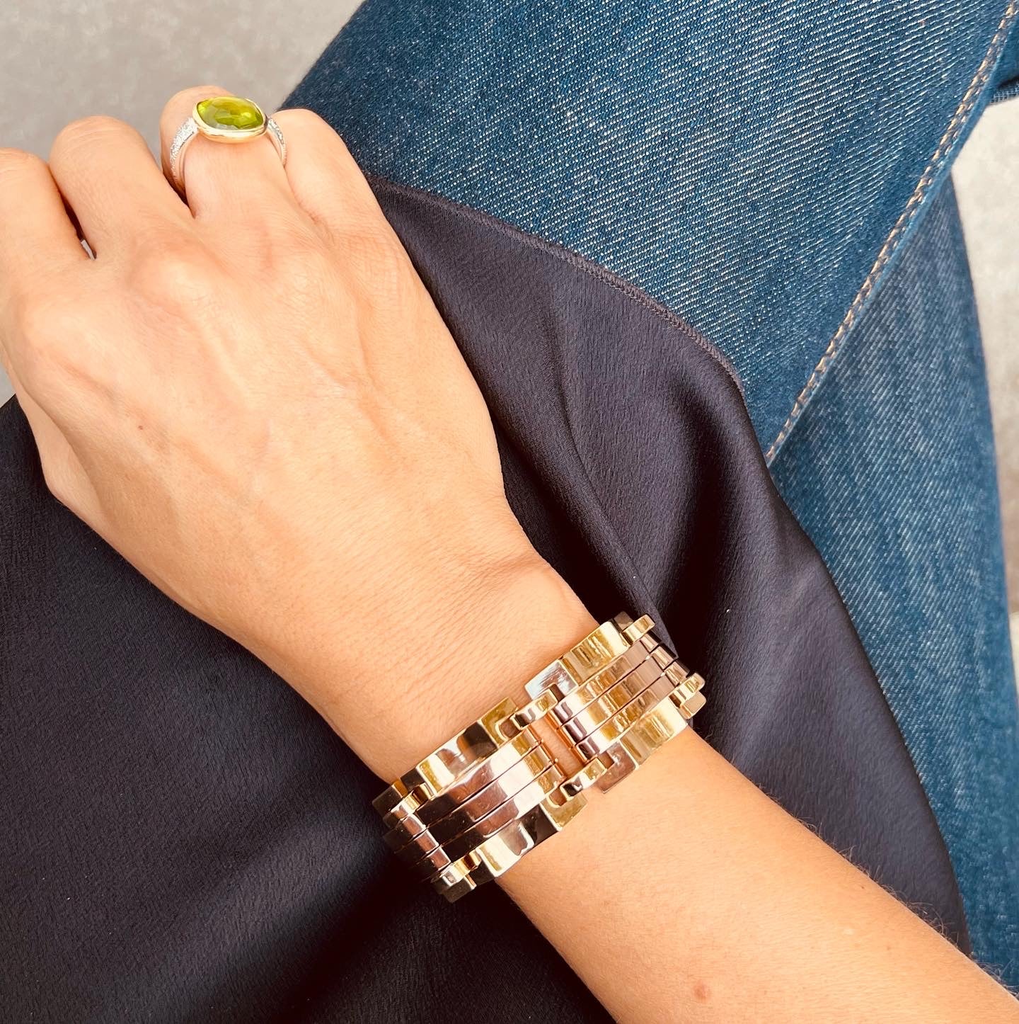 Bracelet tank or jaune et rose