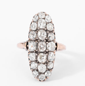 Bague marquise Napoléon III diamant taille ancienne