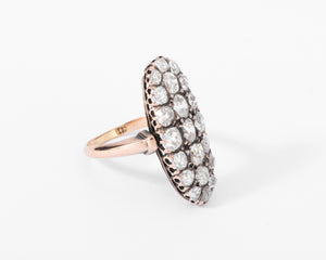 Bague marquise Napoléon III diamant taille ancienne