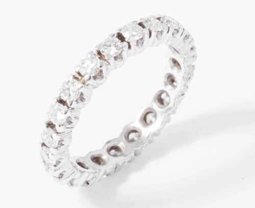 Alliance américaine en or gris et diamant