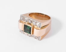 Charger l&#39;image dans la galerie, Bague Tank Tourmaline verte
