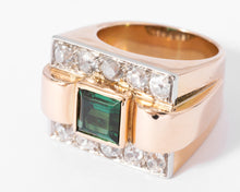 Charger l&#39;image dans la galerie, Bague Tank Tourmaline verte
