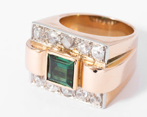 Bague Tank Tourmaline verte