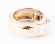 Charger l&#39;image dans la galerie, Bague jonc signée Cartier bi-colore en diamants princesses
