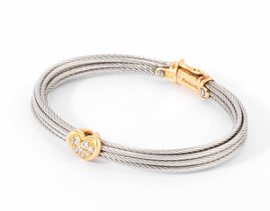Bracelet acier ,or et diamants de la maison Fred modèle force 10