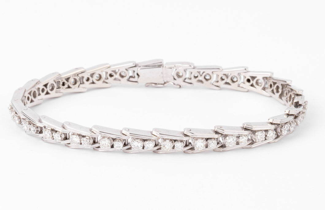 Bracelet riviere en diamant or gris et platine