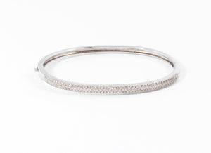 Bracelet  or gris rigide ouvrant en diamant