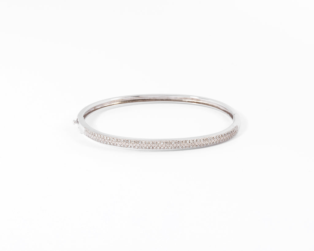 Bracelet  or gris rigide ouvrant en diamant