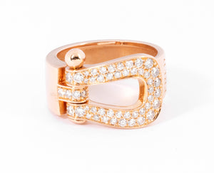 Bague or rose ,pavée de diamants Fred force 10