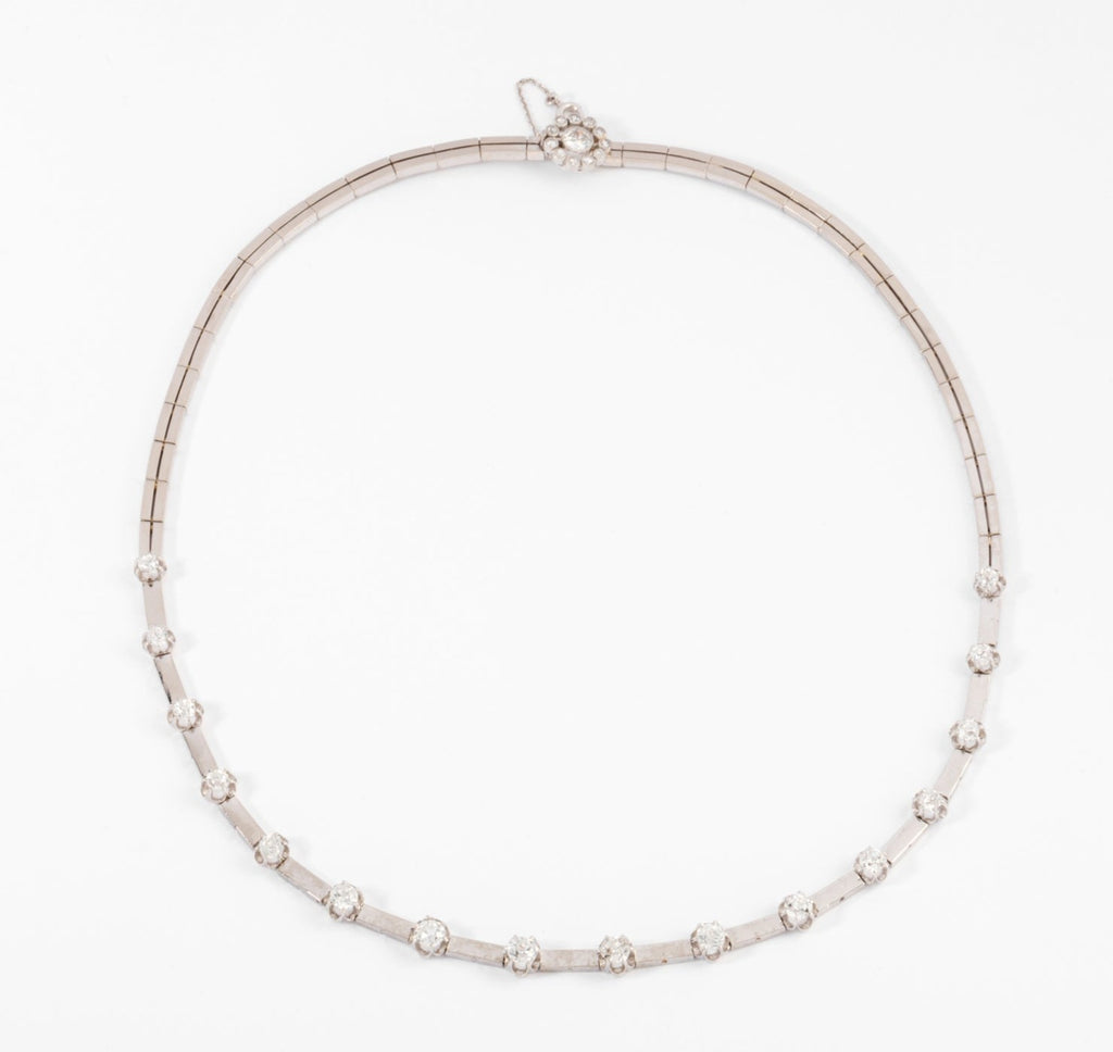 collier en diamant et or gris des 1960