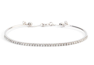 Bracelet demi jonc or gris et diamant sur le dessus
