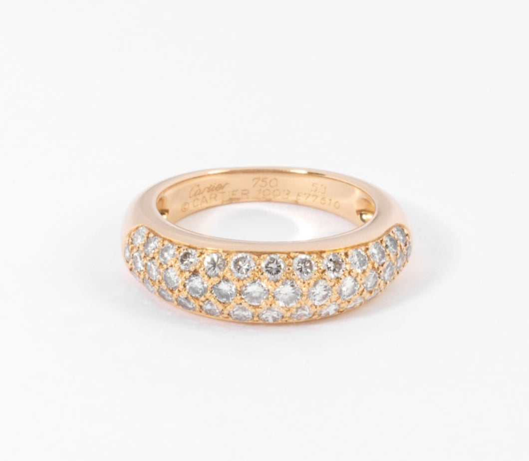 Bague or jaune pavée de diamants de la maison Cartier