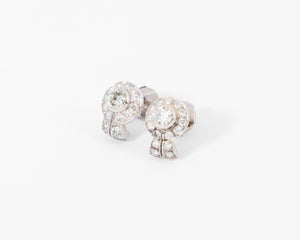 Boucles d'oreilles en diamants et platine