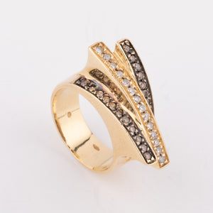 Bague bandeau or jaune et diamant cognacs