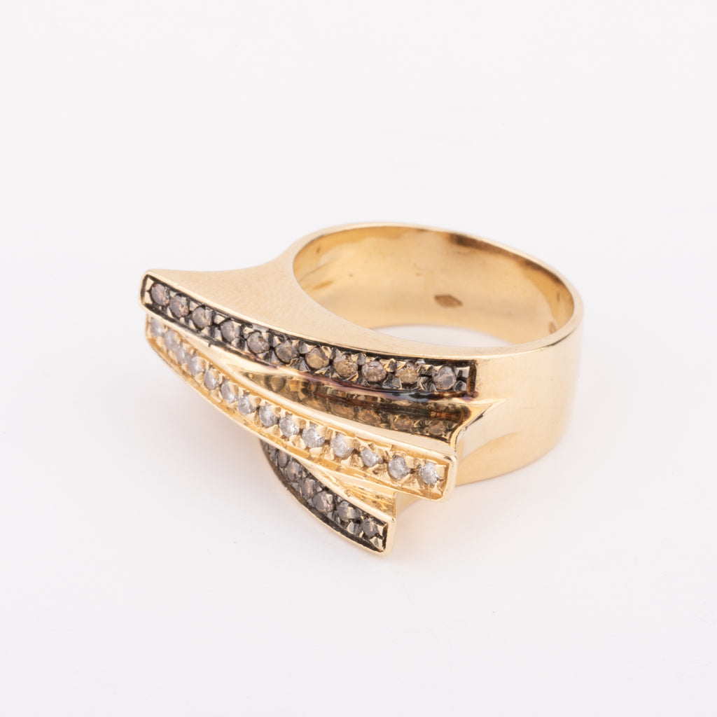 Bague bandeau or jaune et diamant cognacs