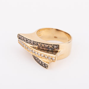 Bague bandeau or jaune et diamant cognacs