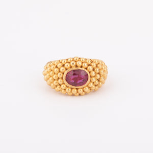 Bague étrusque or jaune Rubis