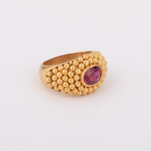 Bague étrusque or jaune Rubis