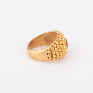 Bague étrusque or jaune Rubis