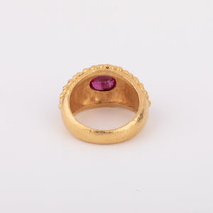 Bague étrusque or jaune Rubis