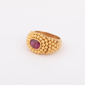 Bague étrusque or jaune Rubis