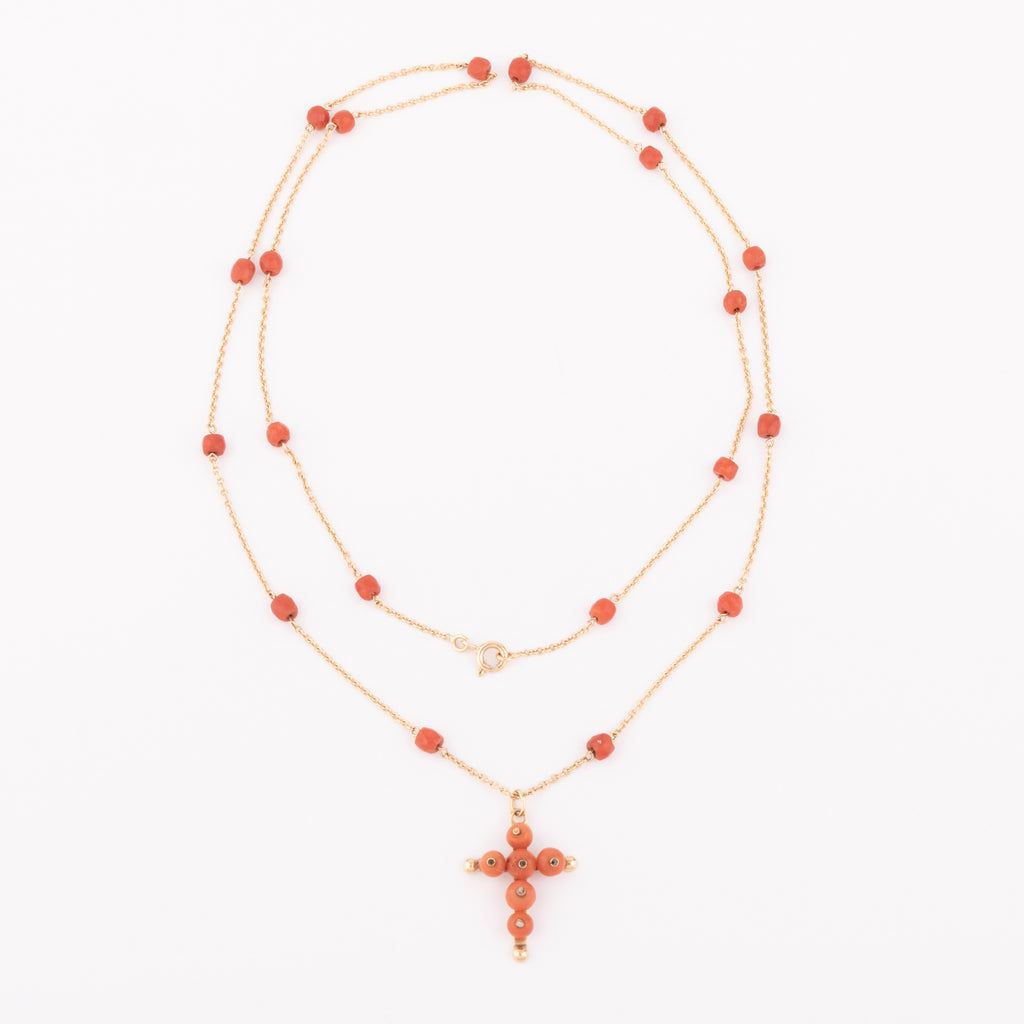 Sautoir en or et corail