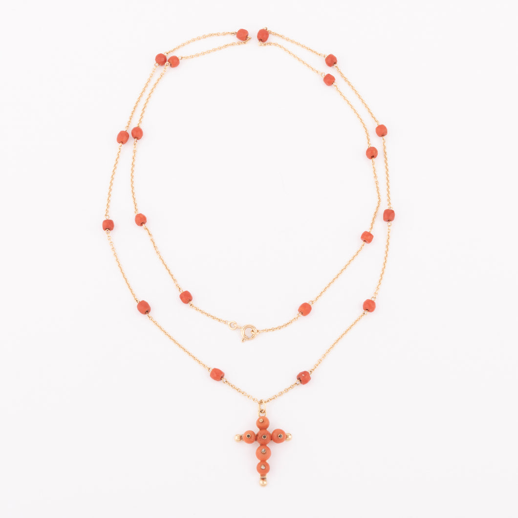 Sautoir en or et corail