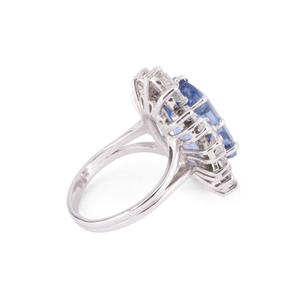 Bague entourage saphir naturel et diamant