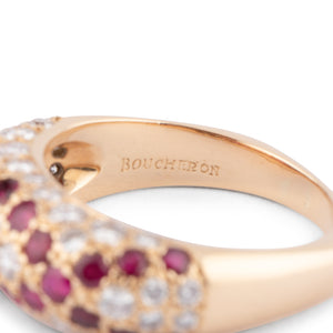 Bague or jaune Boucheron rubis et diamants