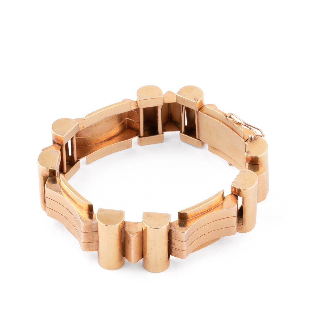 Bracelet Tank en or rose et jaune des années 1945-1955