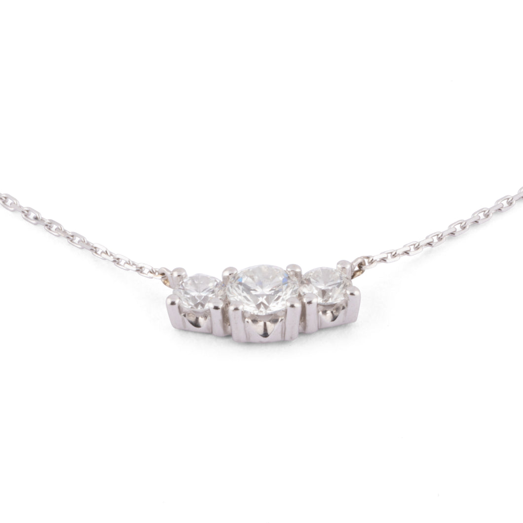 Collier or gris 3 diamants