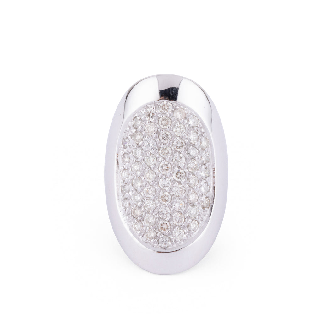 Bague or gris et diamants design 1970