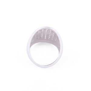 Bague or gris et diamants design 1970