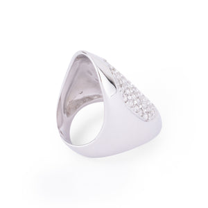 Bague or gris et diamants design 1970