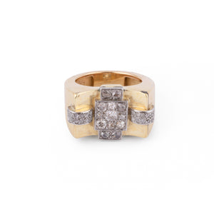 Bague Tank en platine et or